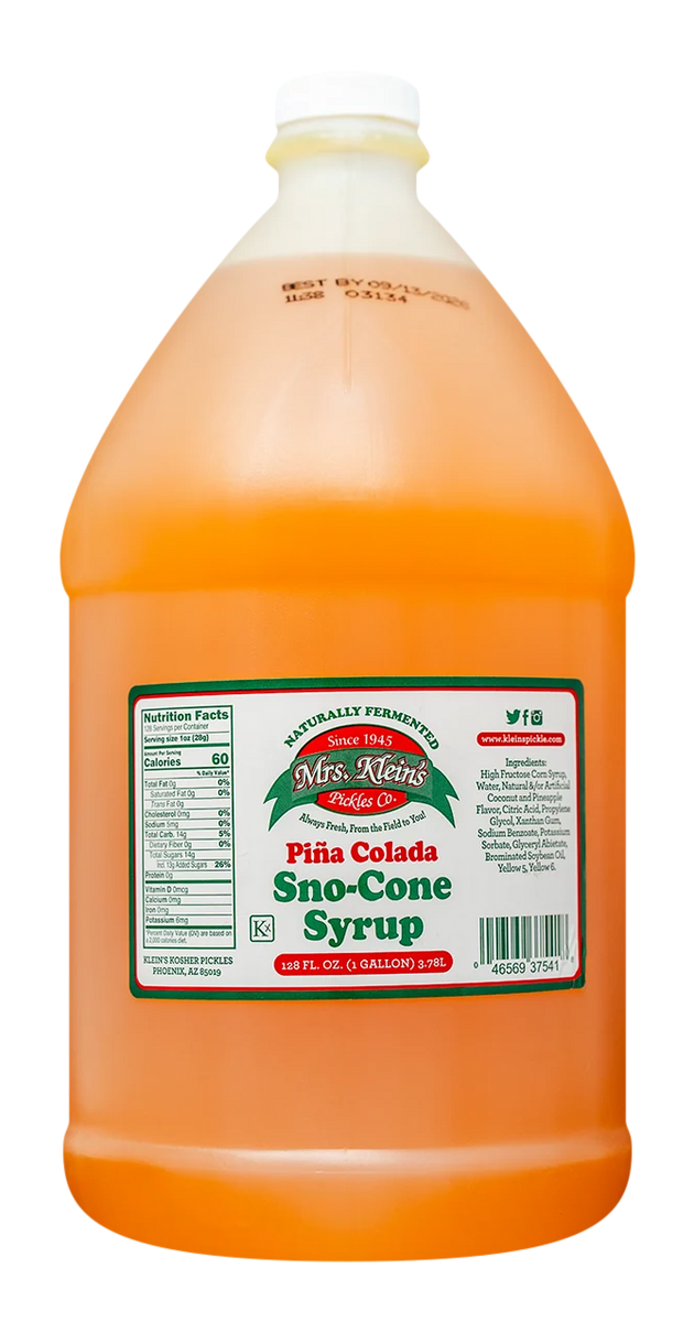 Pina Colada Sno-Cone Syrup (1 Gal) – Mrs. Klein's Pickle Co.