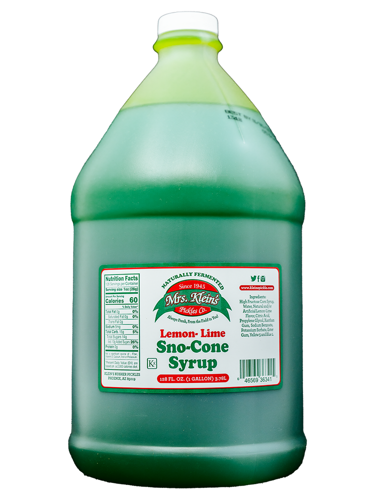 Lemon Lime Sno-Cone Syrup (1 Gal) – Mrs. Klein's Pickle Co. Lemon Lime Sno-Cone Syrup (1 Gal) – Mrs. Klein's Pickle Co.