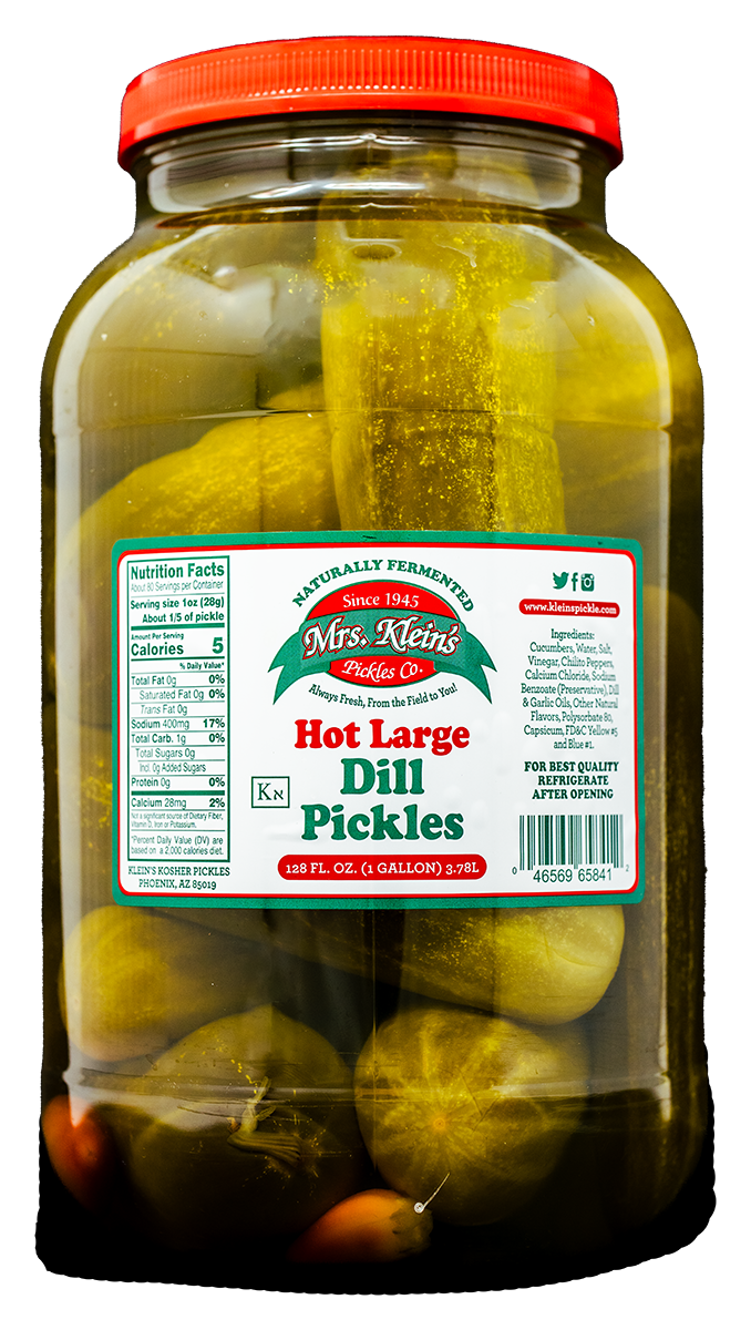 Large Hot Dill Pickles (1 Gal) – Mrs. Klein's Pickle Co.