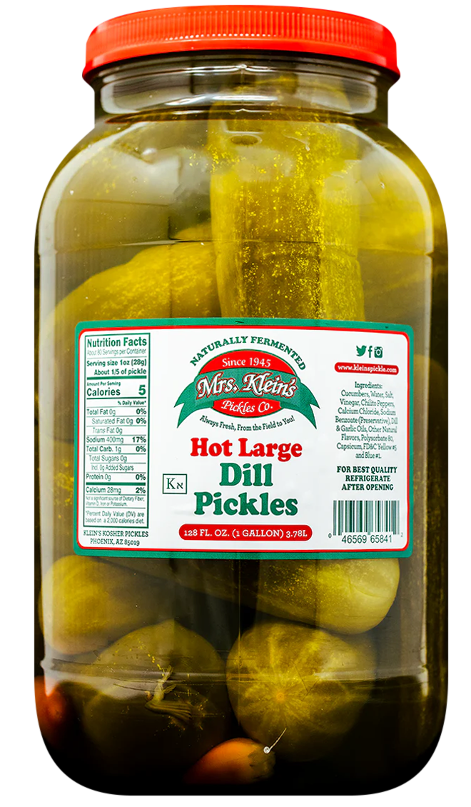 Large Hot Dill Pickles (1 Gal)