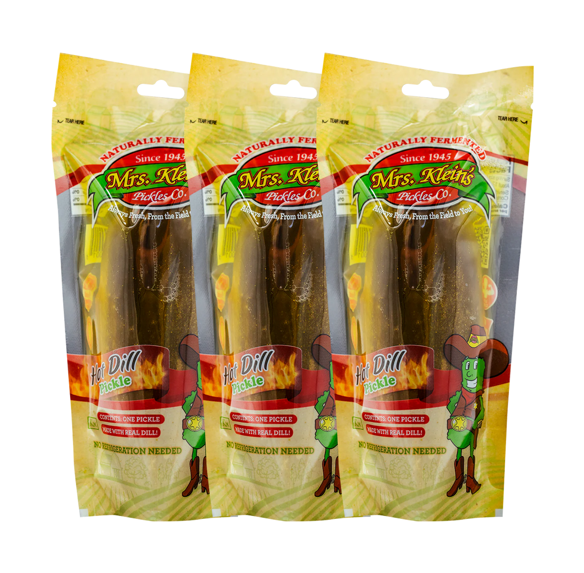 Single Serve Hot Dill Pickle in a Pouch - 3-Pack